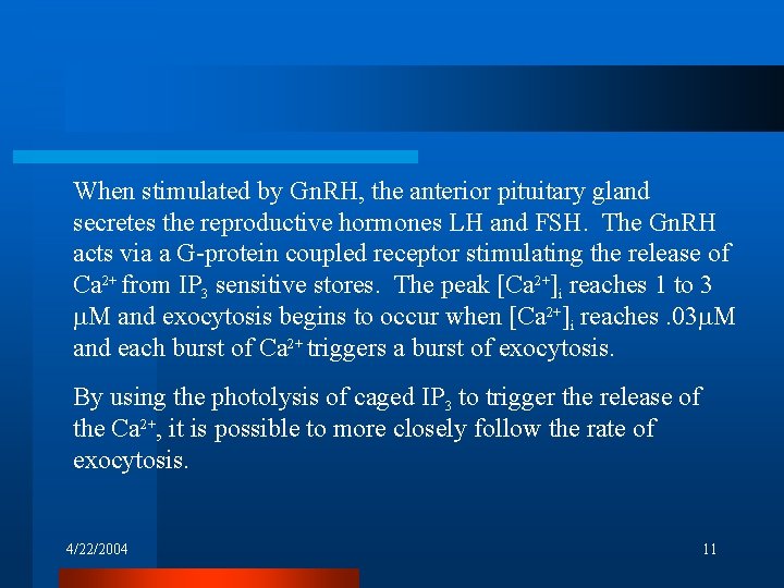 When stimulated by Gn. RH, the anterior pituitary gland secretes the reproductive hormones LH