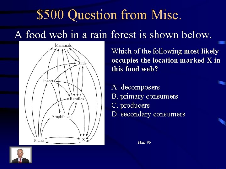 $500 Question from Misc. A food web in a rain forest is shown below.