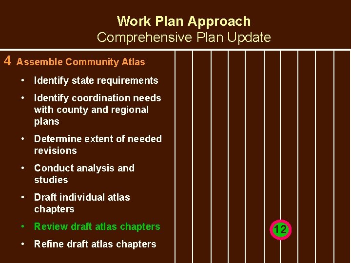 Work Plan Approach Comprehensive Plan Update 4 Assemble Community Atlas • Identify state requirements