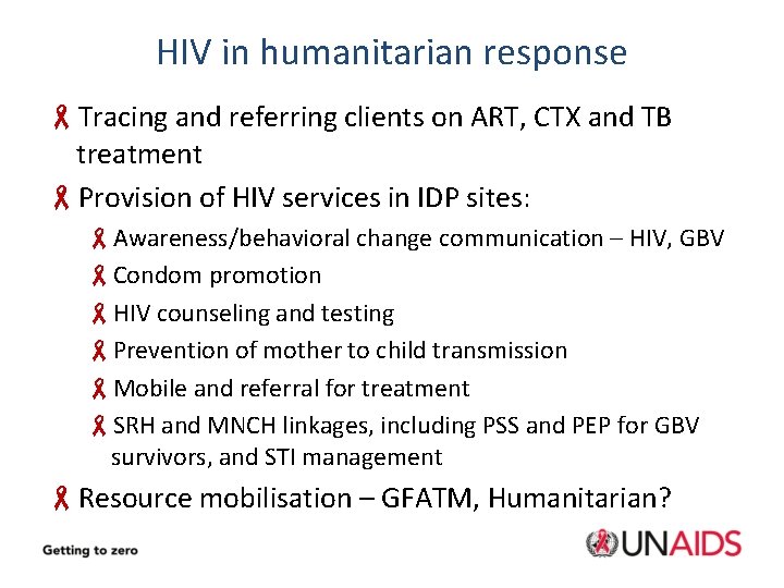 HIV in humanitarian response -Tracing and referring clients on ART, CTX and TB treatment