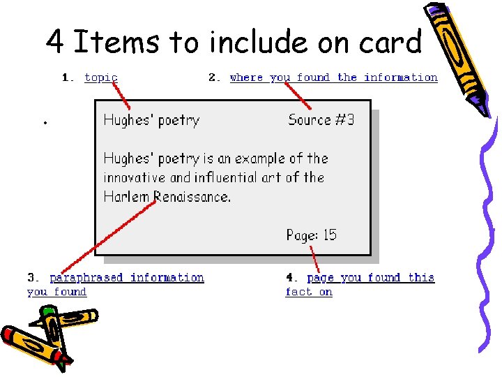 4 Items to include on card. 4 Items to include on card.
