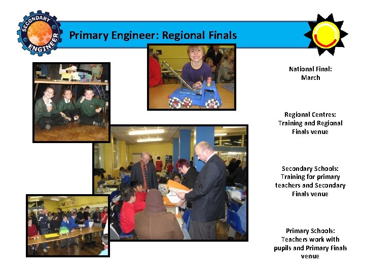 Primary Engineer: Regional Finals National Final: March Regional Centres: Training and Regional Finals venue