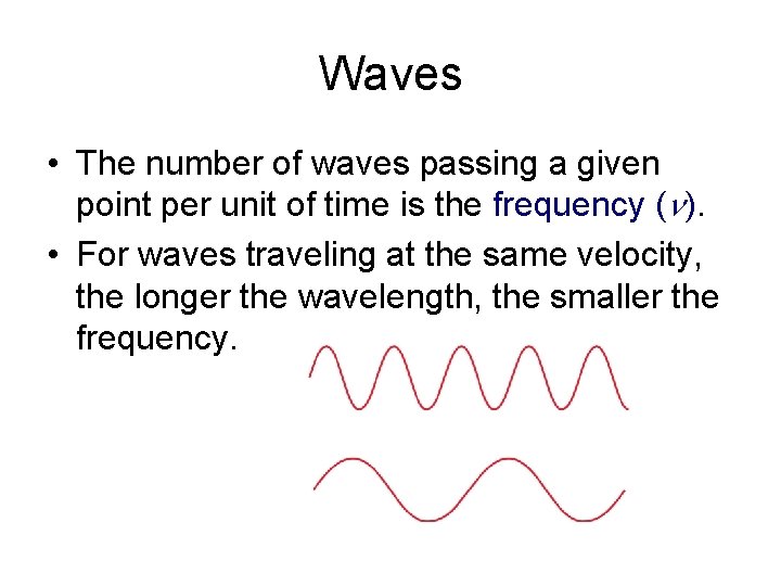 Waves • The number of waves passing a given point per unit of time Waves • The number of waves passing a given point per unit of time