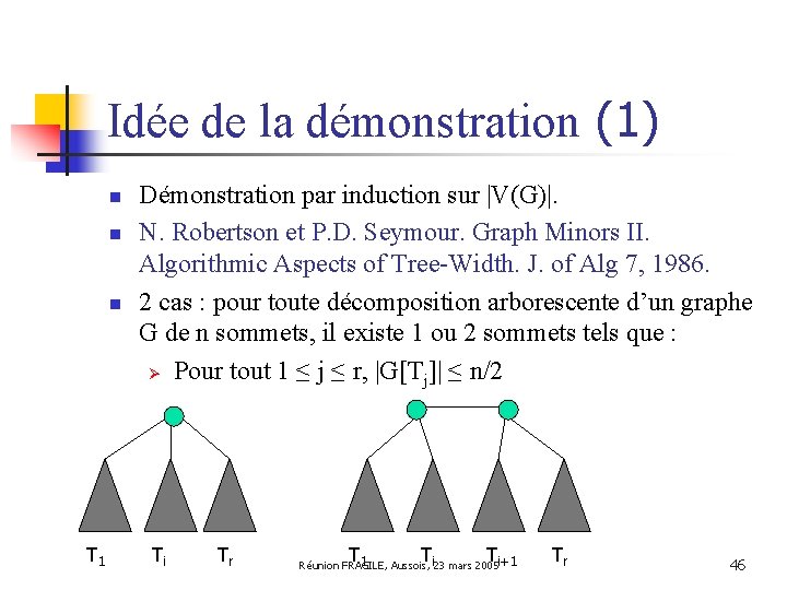 Idée de la démonstration (1) n n n T 1 Démonstration par induction sur