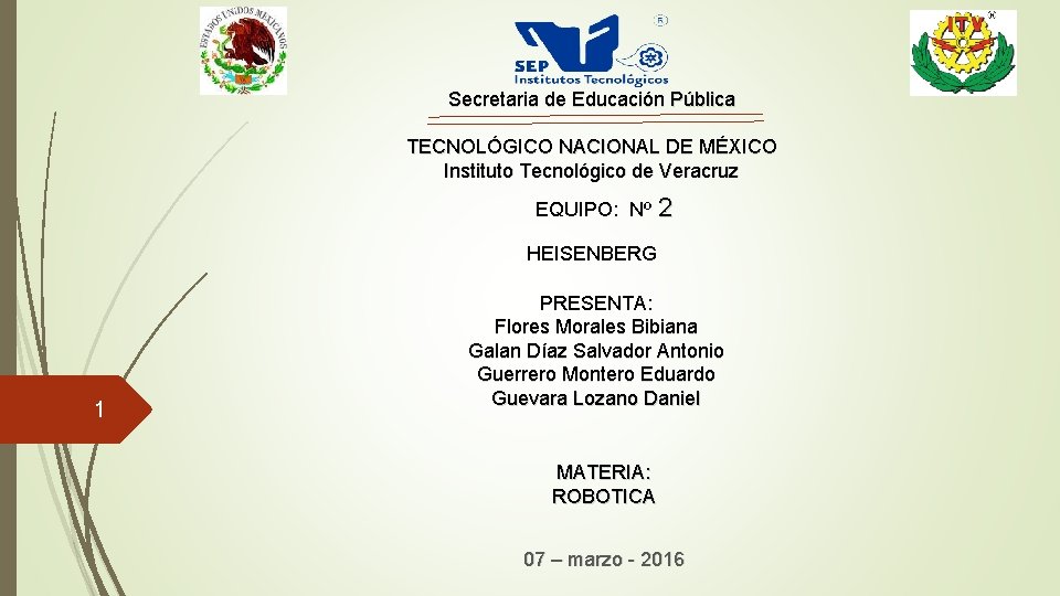 Secretaria de Educación Pública TECNOLÓGICO NACIONAL DE MÉXICO Instituto Tecnológico de Veracruz EQUIPO: Nº
