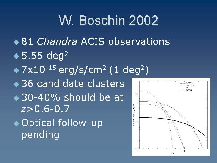 W. Boschin 2002 u 81 Chandra ACIS observations u 5. 55 deg 2 u