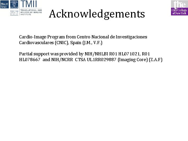 Acknowledgements Cardio-Image Program from Centro Nacional de Investigaciones Cardiovasculares (CNIC), Spain (J. M. ,