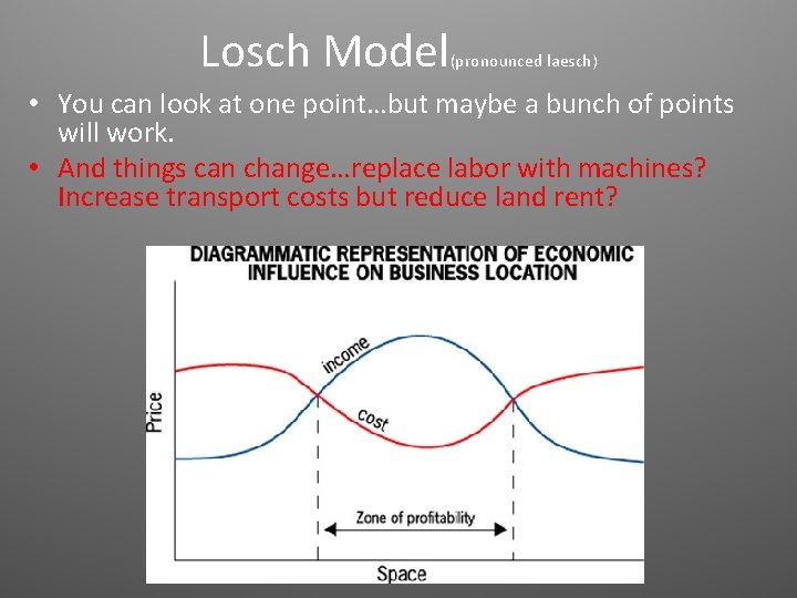 Losch Model (pronounced laesch) • You can look at one point…but maybe a bunch