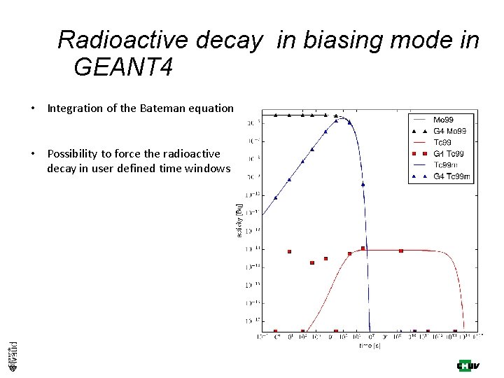 Radioactive decay in biasing mode in GEANT 4 • Integration of the Bateman equation