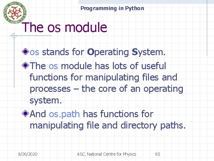Programming in Python Lecture1 AdeelurRehman Programming in Python
