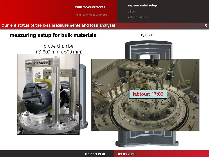 bulk measurements experimental setup silicon cantilever measurements calcium fluoride Current status of the loss