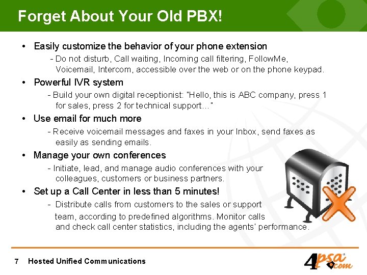 Forget About Your Old PBX! • Easily customize the behavior of your phone extension