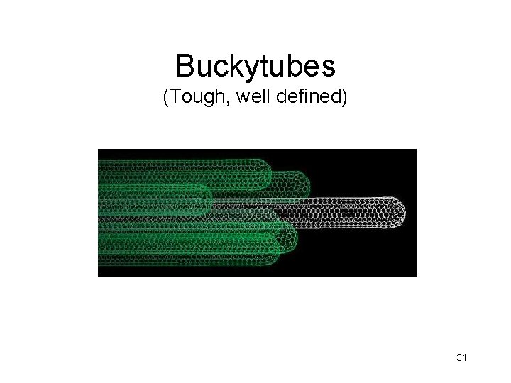 Buckytubes (Tough, well defined) 31 