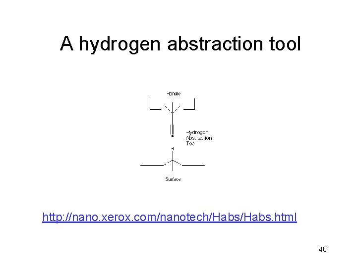 A hydrogen abstraction tool http: //nano. xerox. com/nanotech/Habs. html 40 