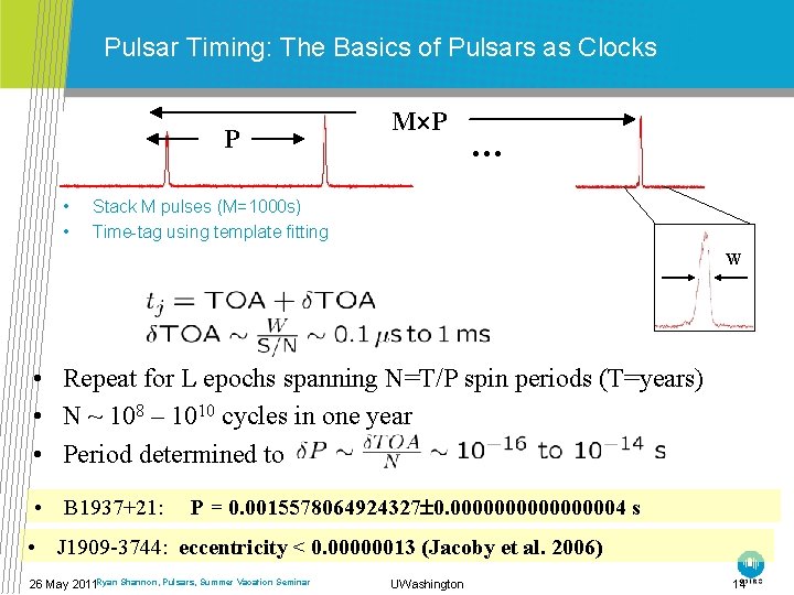 Pulsar Timing: The Basics of Pulsars as Clocks P • • M P …