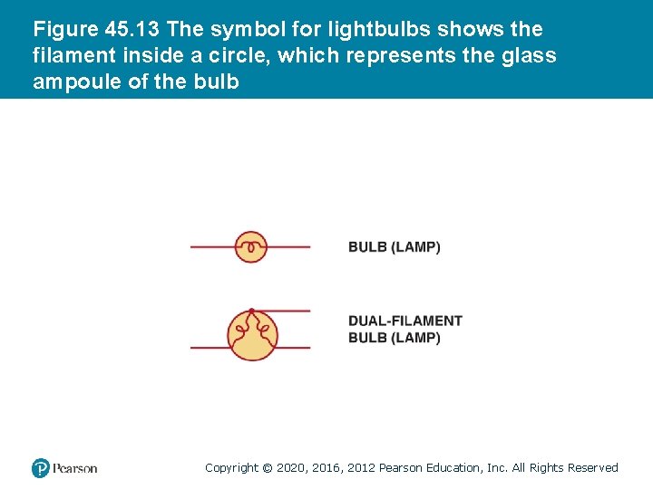 Figure 45. 13 The symbol for lightbulbs shows the filament inside a circle, which