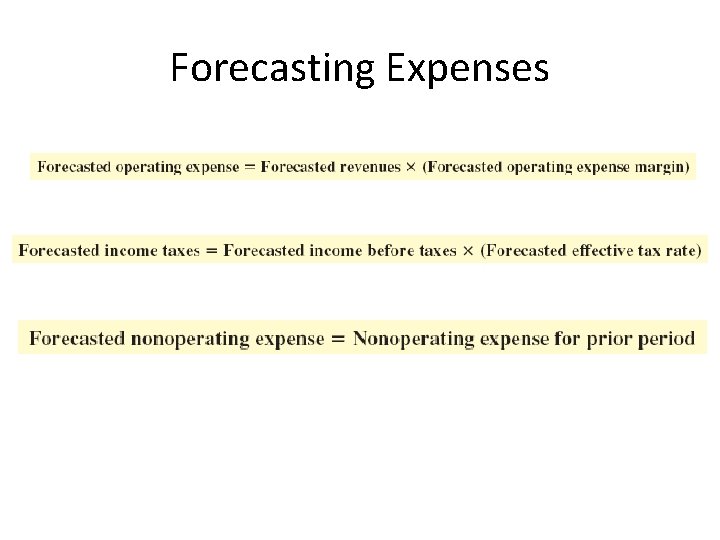 Forecasting Expenses 