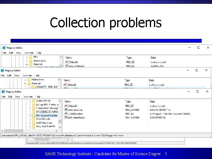 Collection problems SANS Technology Institute - Candidate for Master of Science Degree 5 