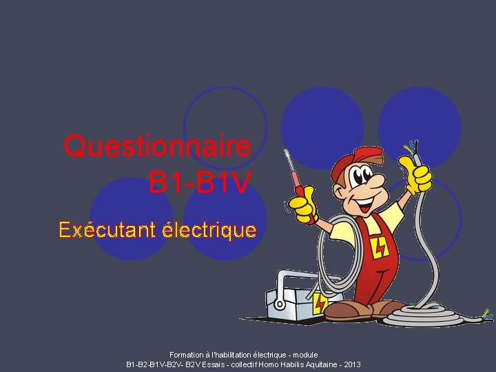 Questionnaire B 1 -B 1 V Exécutant électrique Formation à l'habilitation électrique - module