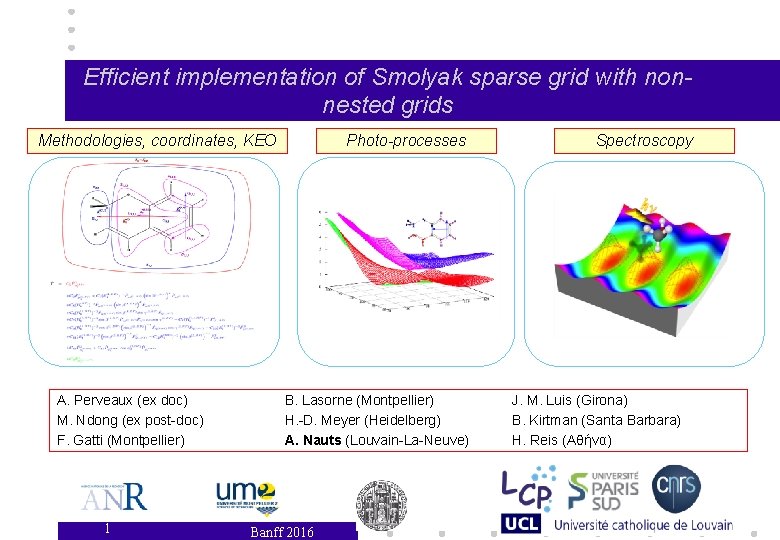 Efficient implementation of Smolyak sparse grid with nonnested grids Methodologies, coordinates, KEO A. Perveaux