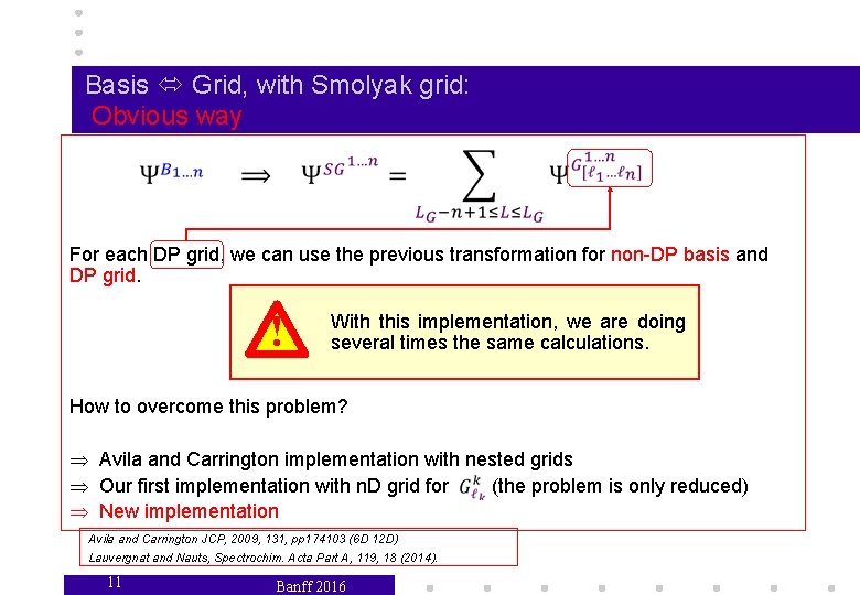 Basis Grid, with Smolyak grid: Obvious way For each DP grid, we can use