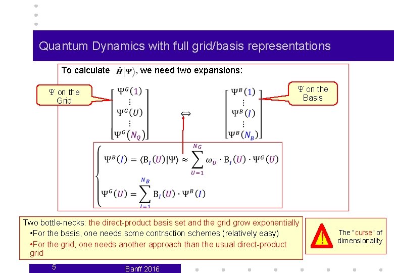 Quantum Dynamics with full grid/basis representations To calculate , we need two expansions: Y