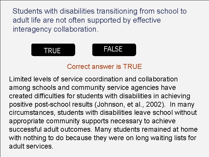 Students with disabilities transitioning from school to adult life are not often supported by Students with disabilities transitioning from school to adult life are not often supported by