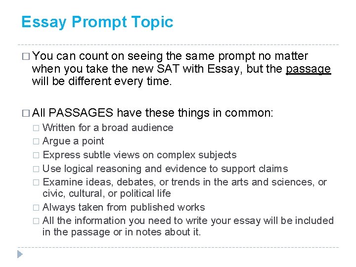 Essay Prompt Topic � You can count on seeing the same prompt no matter