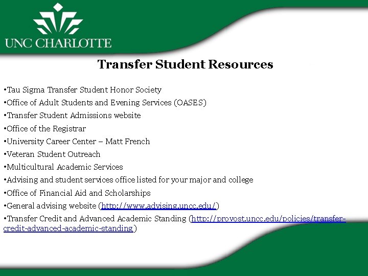 Transfer Student Resources • Tau Sigma Transfer Student Honor Society • Office of Adult