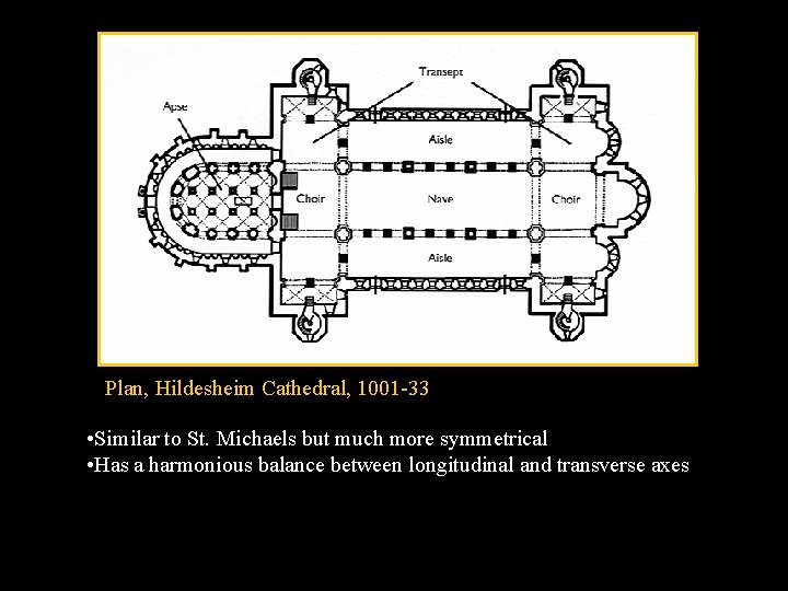 Plan, Hildesheim Cathedral, 1001 -33 • Similar to St. Michaels but much more symmetrical