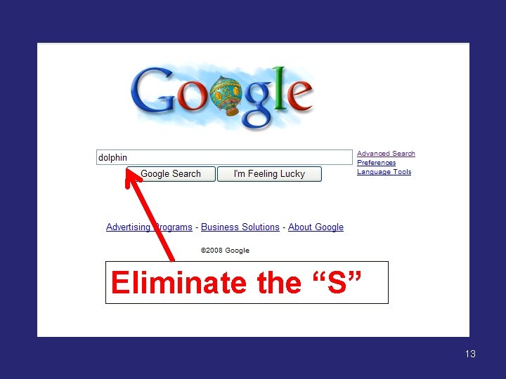 Eliminate the “S” 13 Eliminate the “S” 13