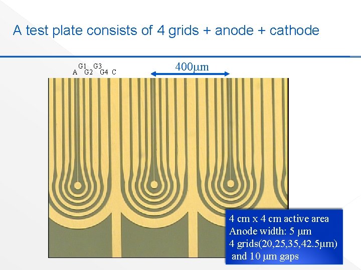 A test plate consists of 4 grids + anode + cathode G 1 G