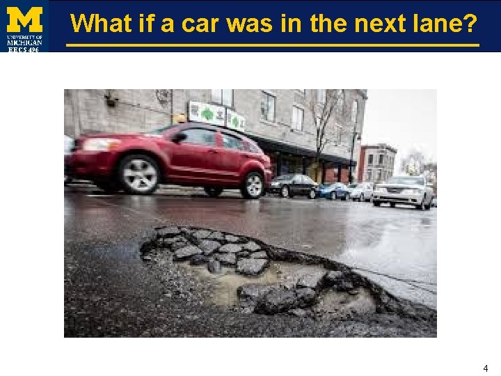 What if a car was in the next lane? EECS 496 4 