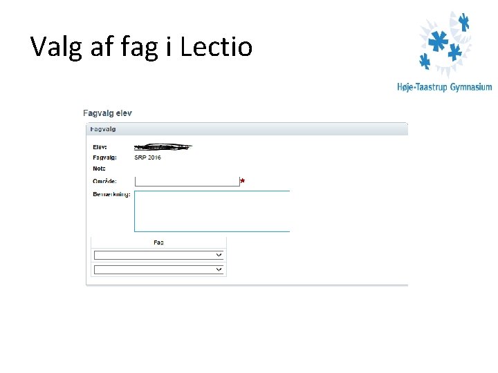 Valg af fag i Lectio 