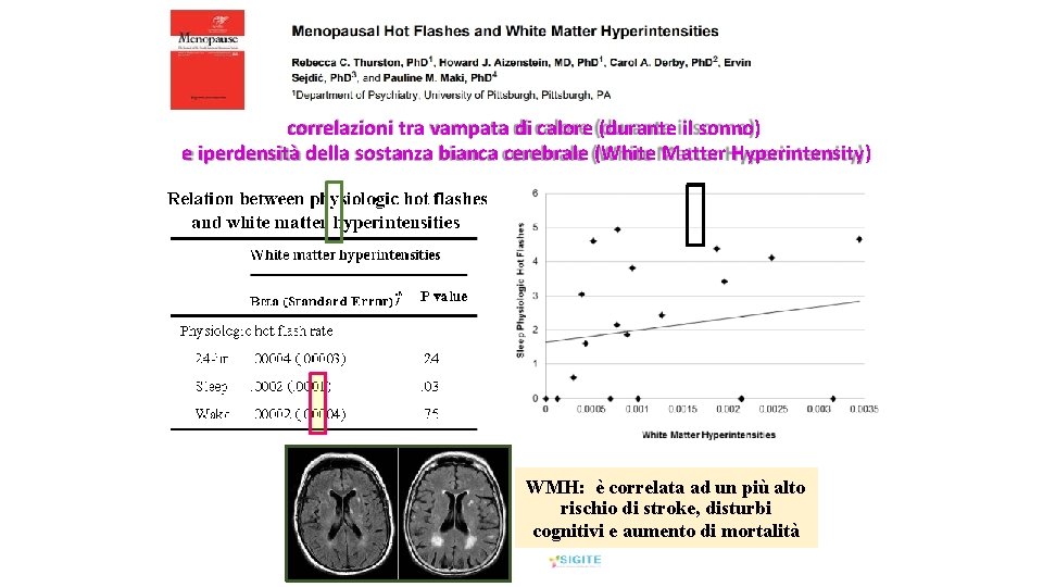 correlazioni tra vampata di calore (durante il sonno) e iperdensità della sostanza bianca cerebrale