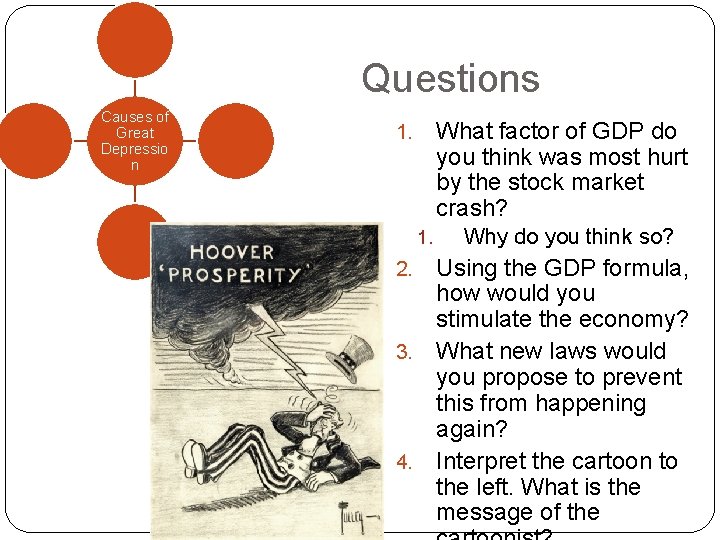 Questions Causes of Great Depressio n What factor of GDP do you think was