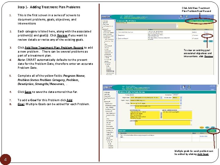 Step 1 - Adding Treatment Plan Problems 1. This is the first screen in