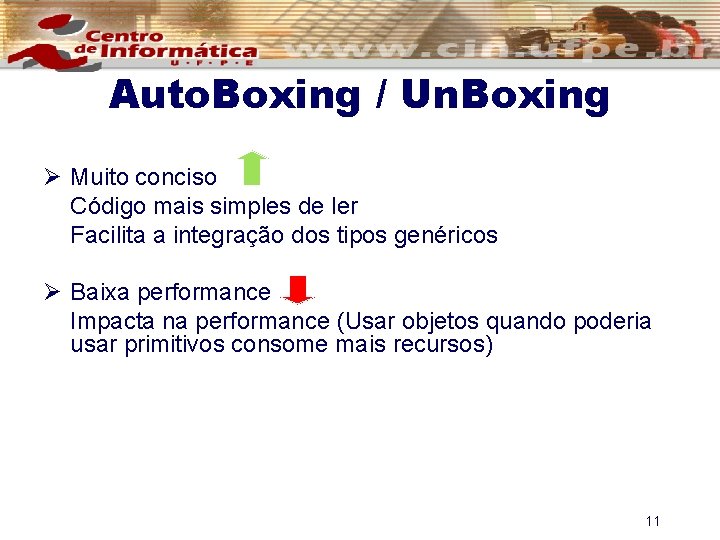 Auto. Boxing / Un. Boxing Ø Muito conciso Código mais simples de ler Facilita