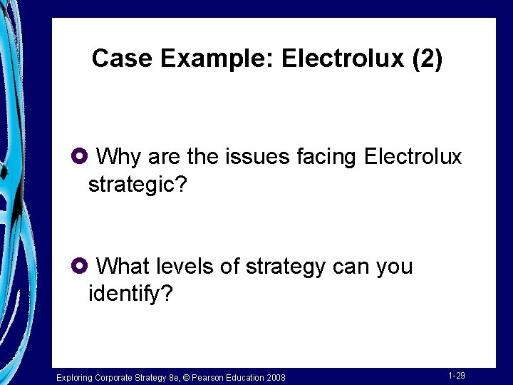 Case Example: Electrolux (2) £ Why are the issues facing Electrolux strategic? £ What