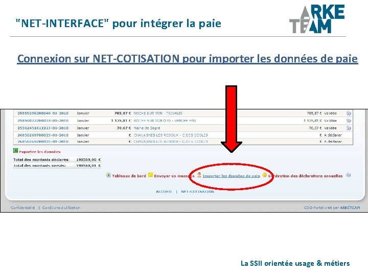 "NET-INTERFACE" pour intégrer la paie Connexion sur NET-COTISATION pour importer les données de paie