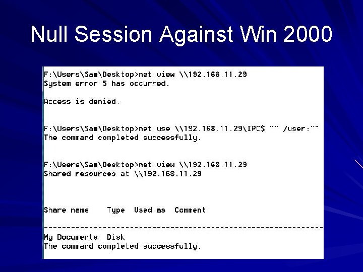 Null Session Against Win 2000 