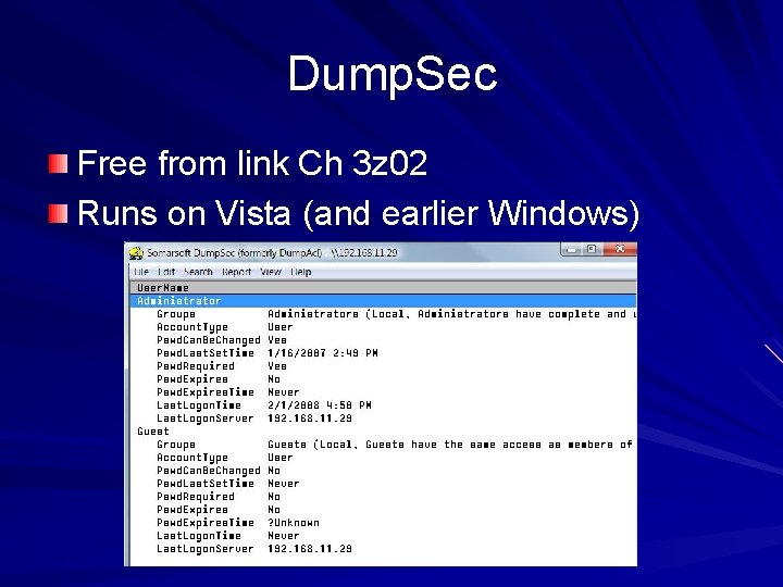 Dump. Sec Free from link Ch 3 z 02 Runs on Vista (and earlier
