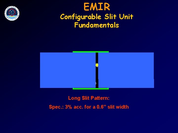 EMIR Configurable Slit Unit Fundamentals Long Slit Pattern: Spec. : 3% acc. for a