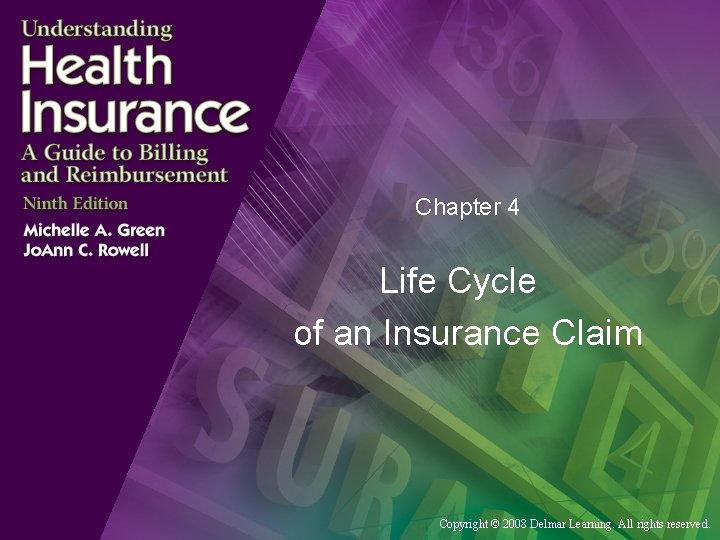 Chapter 4 Life Cycle of an Insurance Claim Copyright © 2008 Delmar Learning. All