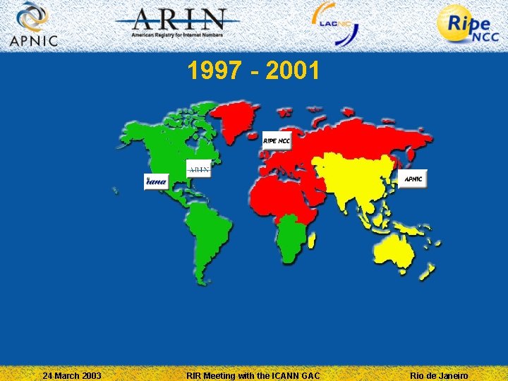 1997 - 2001 24 March 2003 RIR Meeting with the ICANN GAC Rio de