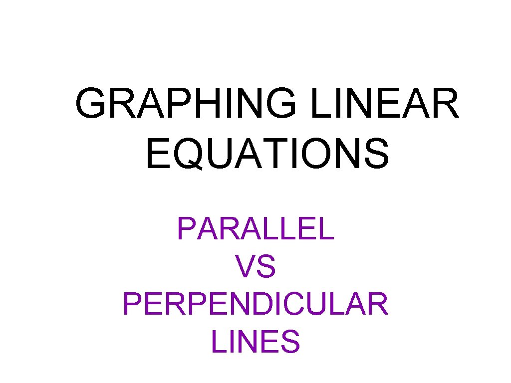 GRAPHING LINEAR EQUATIONS PARALLEL VS PERPENDICULAR LINES 