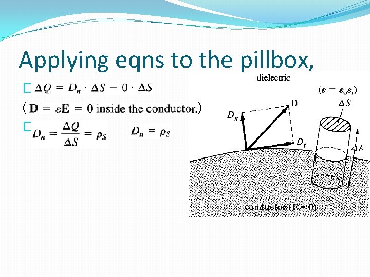 Applying eqns to the pillbox, � ( � ) 