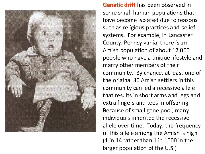 Genetic drift has been observed in some small human populations that have become isolated