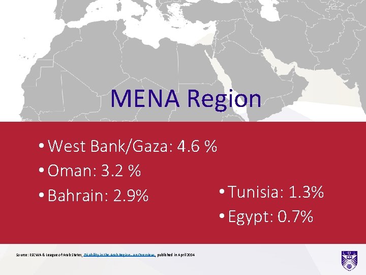 MENA Region • West Bank/Gaza: 4. 6 % • Oman: 3. 2 % •