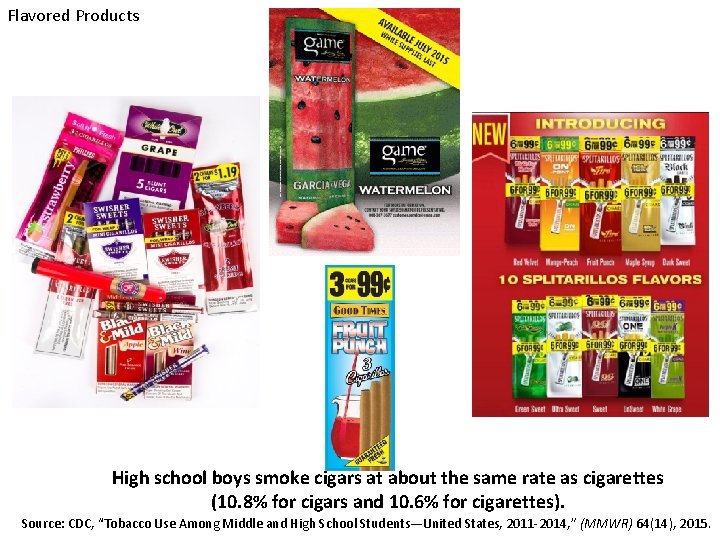 Flavored Products High school boys smoke cigars at about the same rate as cigarettes